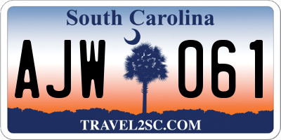 SC license plate AJW061
