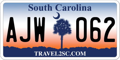 SC license plate AJW062
