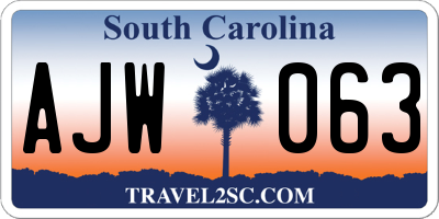 SC license plate AJW063