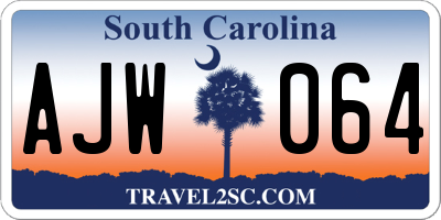 SC license plate AJW064