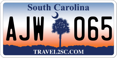 SC license plate AJW065