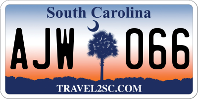 SC license plate AJW066