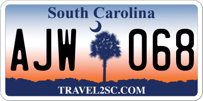 SC license plate AJW068