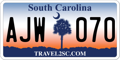 SC license plate AJW070