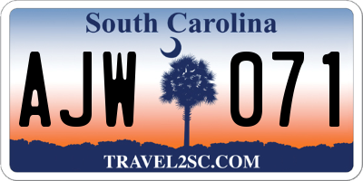 SC license plate AJW071