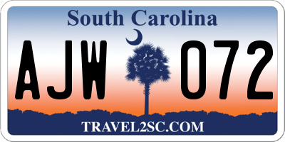 SC license plate AJW072