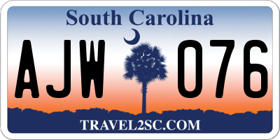 SC license plate AJW076