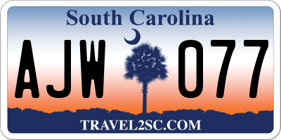 SC license plate AJW077
