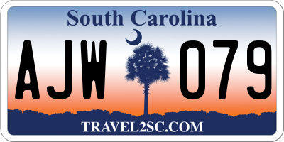 SC license plate AJW079