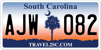 SC license plate AJW082