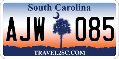 SC license plate AJW085