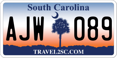 SC license plate AJW089