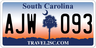 SC license plate AJW093