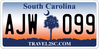 SC license plate AJW099