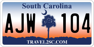 SC license plate AJW104