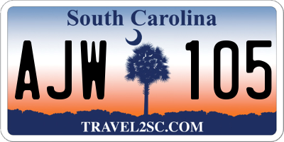 SC license plate AJW105