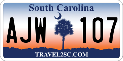 SC license plate AJW107