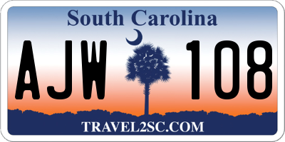 SC license plate AJW108