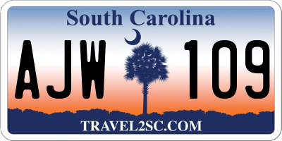SC license plate AJW109