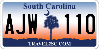 SC license plate AJW110
