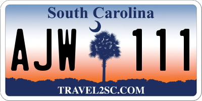 SC license plate AJW111
