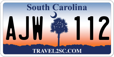 SC license plate AJW112