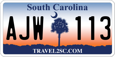 SC license plate AJW113