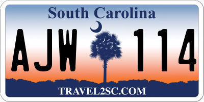 SC license plate AJW114