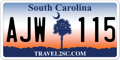 SC license plate AJW115