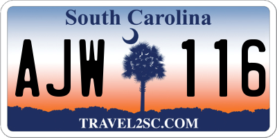 SC license plate AJW116