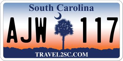 SC license plate AJW117