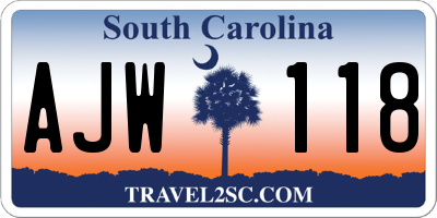 SC license plate AJW118