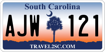 SC license plate AJW121