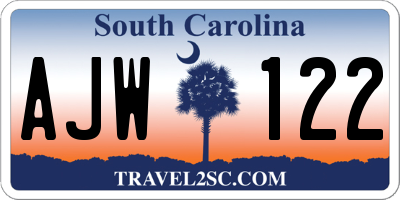 SC license plate AJW122
