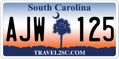 SC license plate AJW125