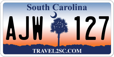 SC license plate AJW127