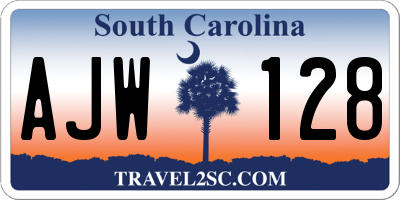 SC license plate AJW128