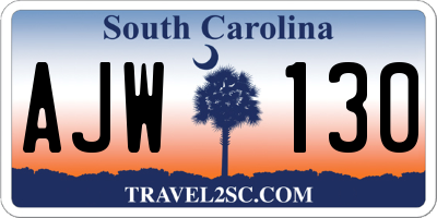 SC license plate AJW130
