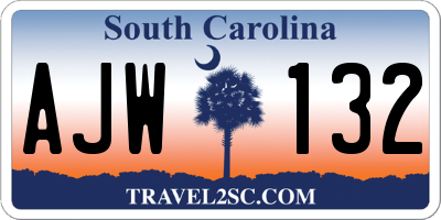 SC license plate AJW132