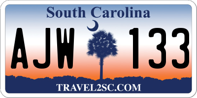 SC license plate AJW133