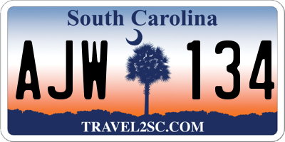 SC license plate AJW134