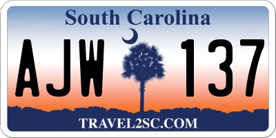 SC license plate AJW137
