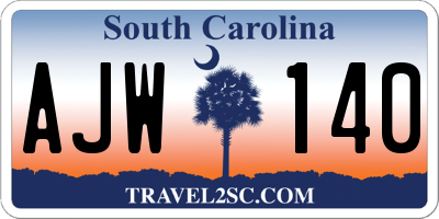 SC license plate AJW140
