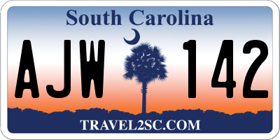 SC license plate AJW142