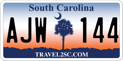 SC license plate AJW144