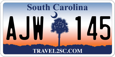 SC license plate AJW145