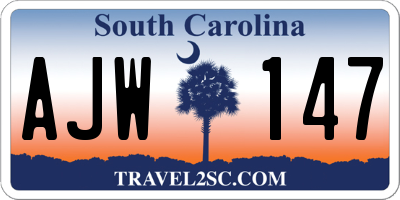 SC license plate AJW147