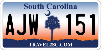SC license plate AJW151