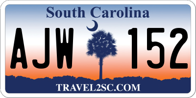 SC license plate AJW152