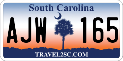 SC license plate AJW165